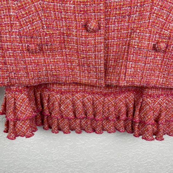 Vintage KAY UNGER Womens 10 Pink Multi Tweed Blazer Skirt Set Lined Pockets - Picture 7 of 16
